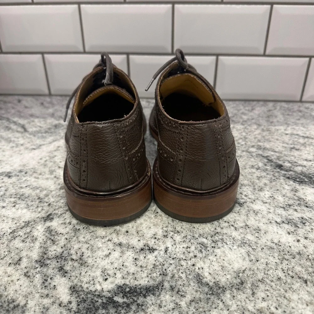 Cole Haan Mens 9.5‎ Wingtip Oxford Brown Pebbled Leather Brogue C13596 Preppy